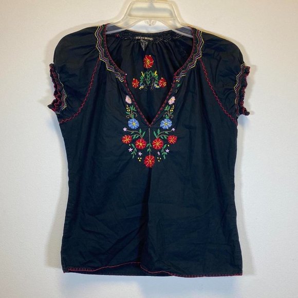 Lucky Brand Tops - 2000s Western Glam Embroidered Layereble Blouse